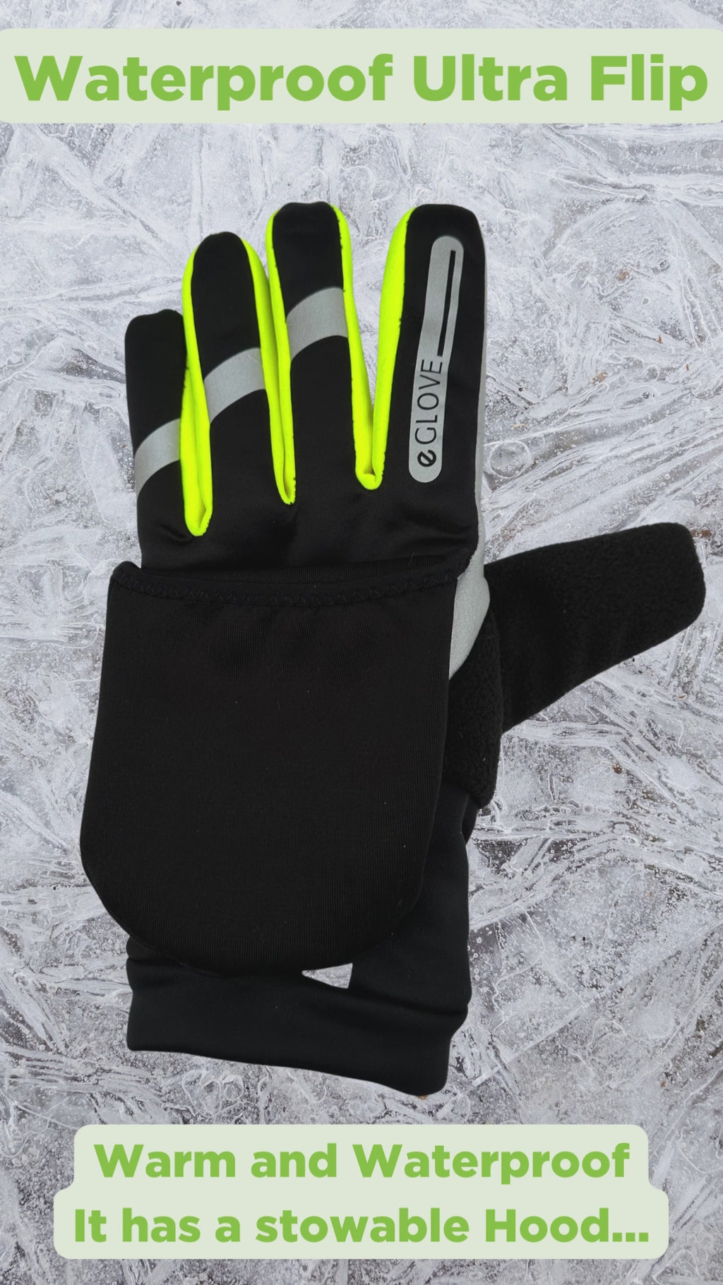 Waterproof Ultra Flip - Thermal Run Gloves / Mitt Hybrid - Black / Flo –  Hyssop Ten Ltd T/A eGLOVE